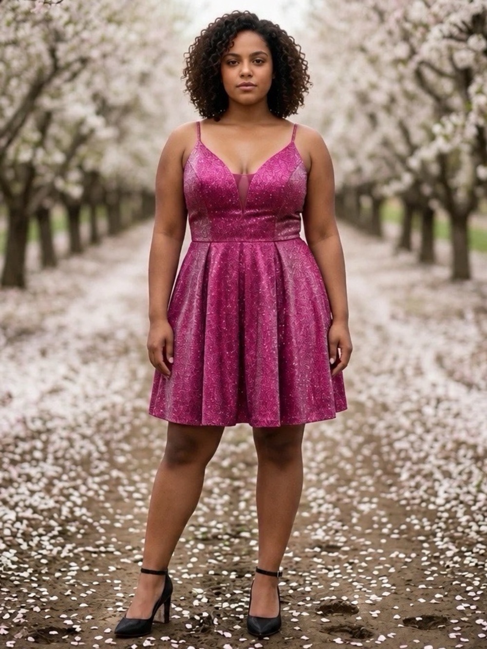 B. Darlin Pink Metallic Glitter Fit & Flare Party Dress Size 13/14